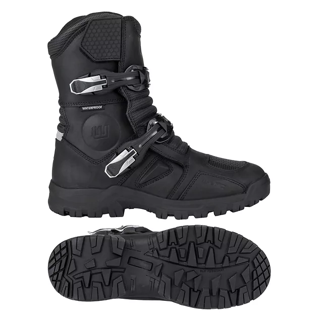 Buty motocyklowe W-TEC Lougamax CE ∙ skóra naturalna ∙ certyfikat CE ∙ wodoodporne ∙ ochraniacze kostek - Czarny