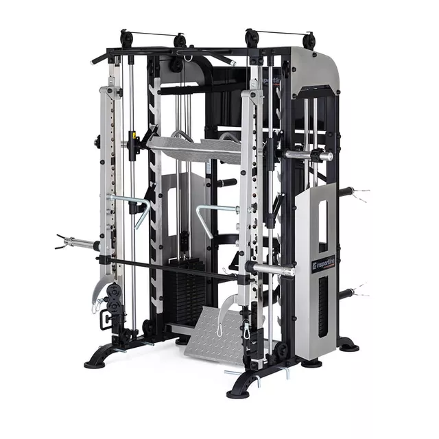 Profesjonalna brama / suwnica Smitha inSPORTline CC700 ∙ 2×100 kg stos ∙ wyciągi, poręcze, akcesoria ∙ solidna konstrukcja - Szary - Szary