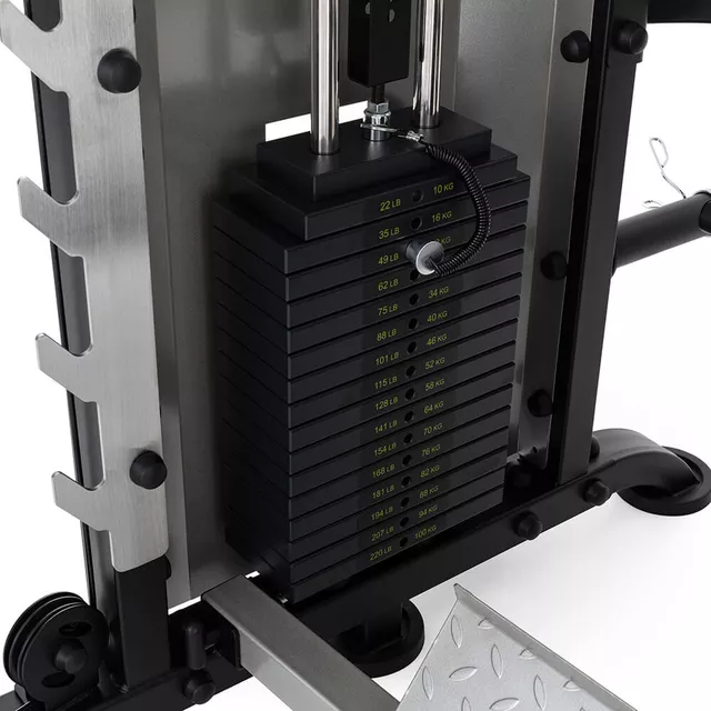 Profesjonalna brama / suwnica Smitha inSPORTline CC700 ∙ 2×100 kg stos ∙ wyciągi, poręcze, akcesoria ∙ solidna konstrukcja - Szary