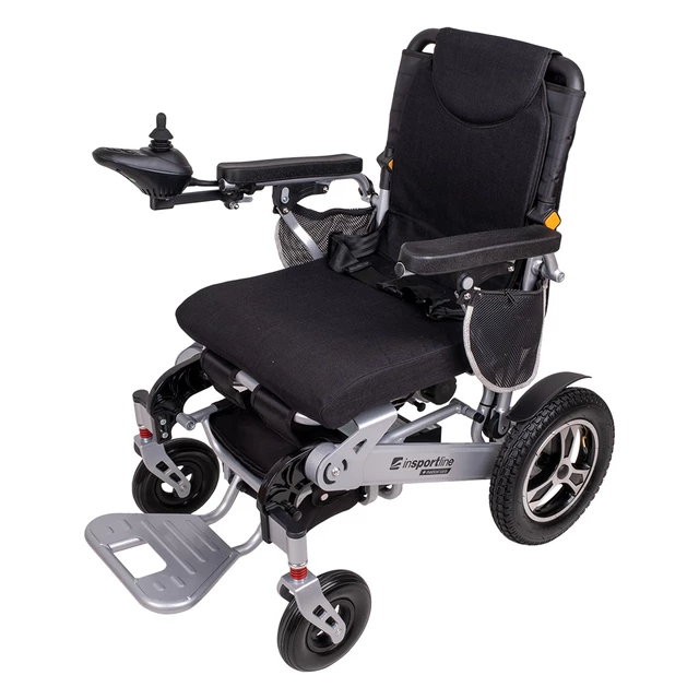 Składany wózek elektryczny / inwalidzki inSPORTline Hawkie II ∙ 700 W (2×350 W) ∙ sterowanie joystickiem ∙ lekka konstrukcja - Srebrny