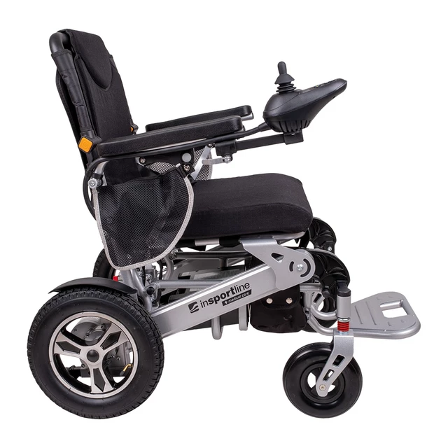 Składany wózek elektryczny / inwalidzki inSPORTline Hawkie II ∙ 700 W (2×350 W) ∙ sterowanie joystickiem ∙ lekka konstrukcja - Srebrny