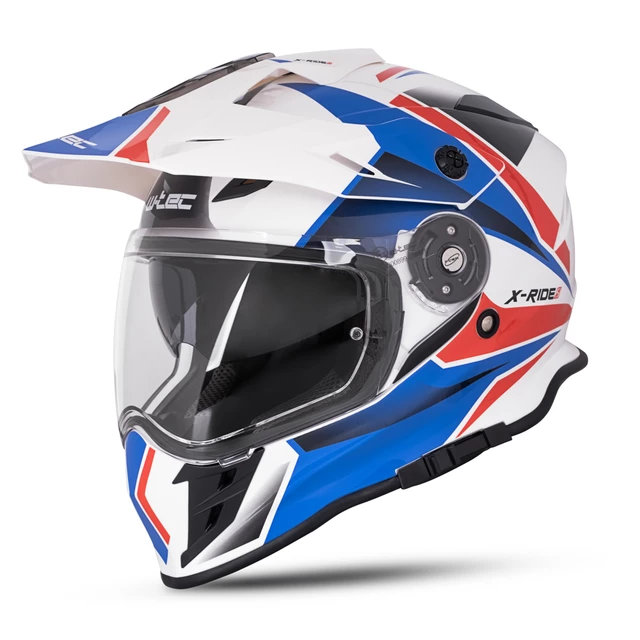 Kask motocyklowy 3w1 W-TEC Valso Graphic - czarno-szary-fluo - biało-czerwono-niebieski