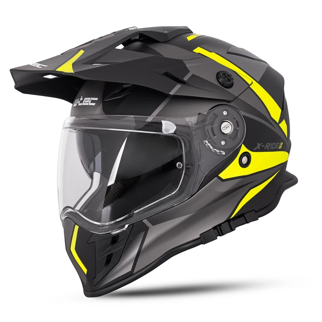 Kask motocyklowy 3w1 W-TEC Valso Graphic - czarno-szary-fluo - czarno-szary-fluo