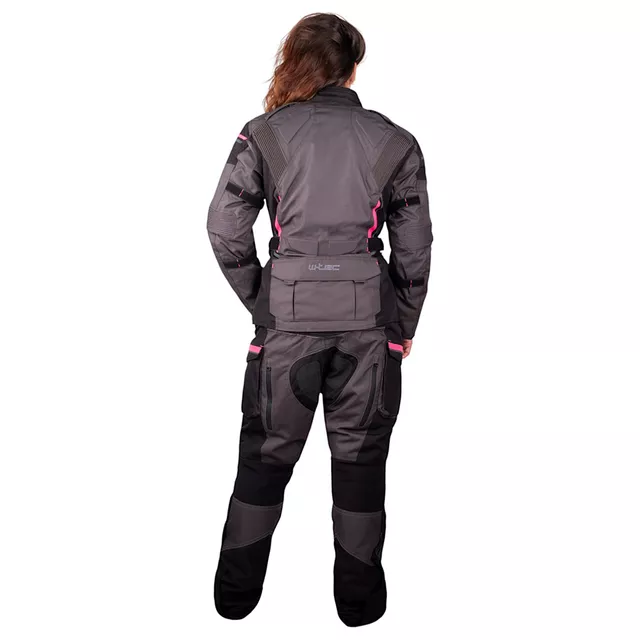 Damskie spodnie motocyklowe W-TEC Barbata - czarno-szaro-różowy