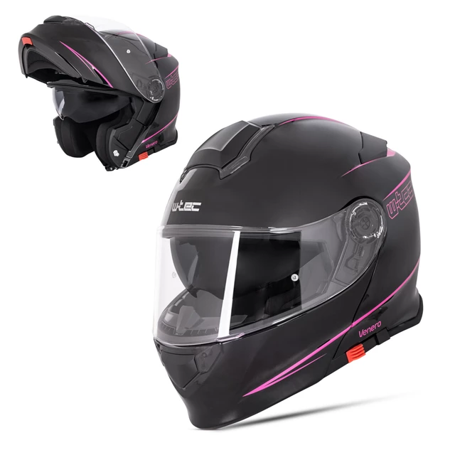 Kask motocyklowy szczękowy z blendą W-TEC Venero - Błyszczący biały - Rosanero