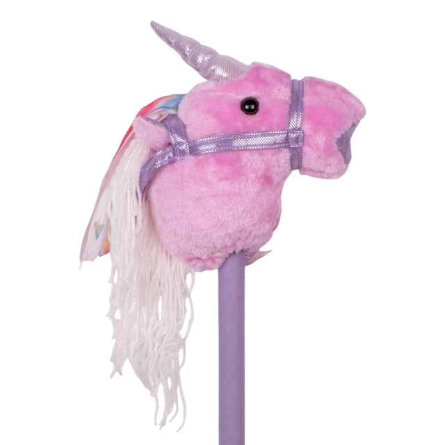 Konik na kiju hobby horse inSPORTline Garanito ∙ jednorożec różowy ∙ odtwarza dźwięki ∙ miękki mikropolar ∙ lekki 350 g - Różowy