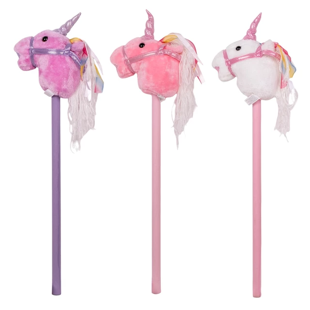 Konik na kiju hobby horse inSPORTline Garanito ∙ jednorożec różowy ∙ odtwarza dźwięki ∙ miękki mikropolar ∙ lekki 350 g - Różowy