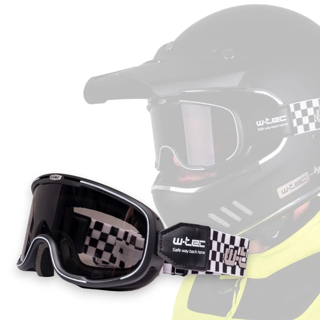 Gogle motocyklowe w stylu retro vintage W-TEC Chesster - szachownica - szachownica
