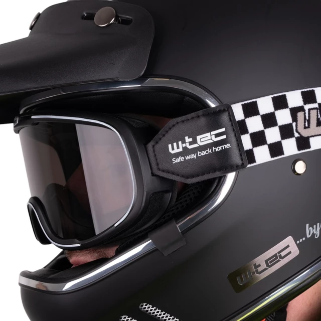 Gogle motocyklowe w stylu retro vintage W-TEC Chesster - szachownica