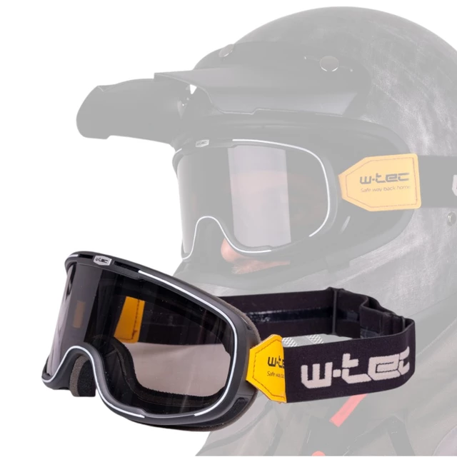 Gogle motocyklowe w stylu retro vintage W-TEC Chesster - szachownica - Czarny