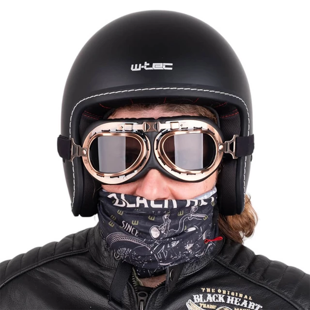 Kask motocyklowy otwarty W-TEC Badachos - Czarny błyszczący