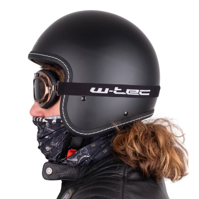 Kask motocyklowy otwarty W-TEC Badachos - Czarny błyszczący