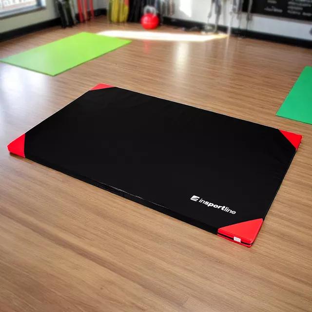 Materac gimnastyczny inSPORTline Gabyk T90 200x120x6 cm ∙ wzmocnione narożniki ∙ zamek błyskawiczny ∙ antypoślizgowy ∙ 16 kg ∙ 2 uchwyty - Czarny - Czarny