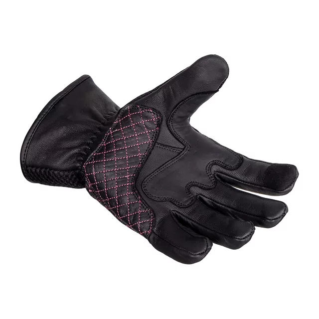 Damskie rękawice motocyklowe W-TEC Ladonna ∙ naturalna skóra ∙ mesh oddychający ∙ pikowane ∙ palec do ekranów
