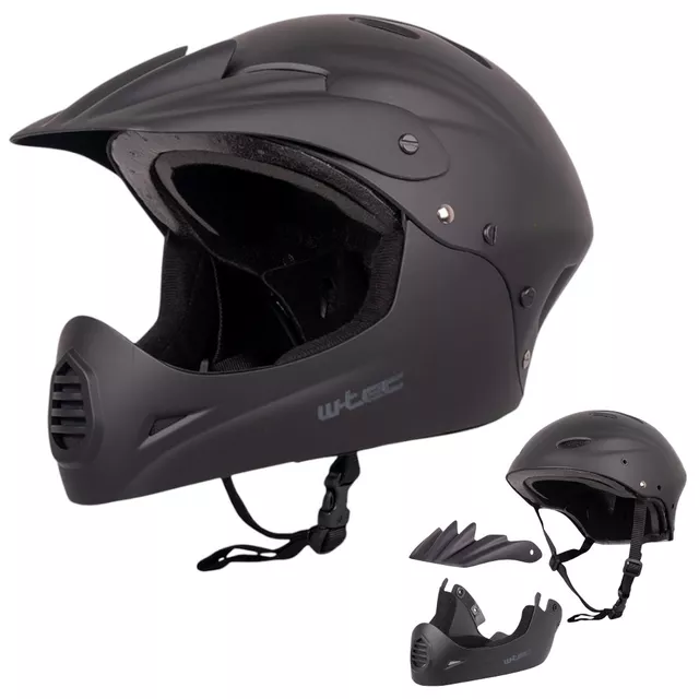 Kask downhill 2w1 na rower motor enduro zjazdowy W-TEC Campanero Matt Black