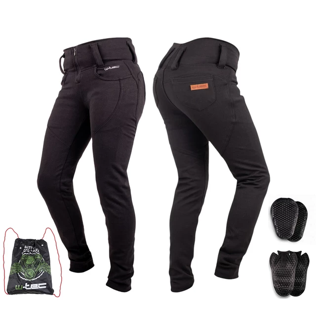Damskie legginsy motocyklowe W-TEC Wombutta ∙ wyjmowane protektory CE ∙ efekt push-up ∙ oddychająca podszewka mesh - Czarny
