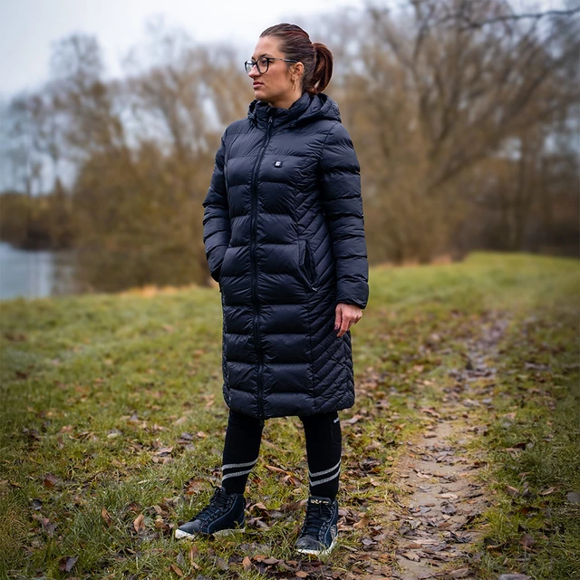 Damska kurtka parka elektrycznie ogrzewana inSPORTline WARMatera ∙ wodoodporna  ∙ włókna węglowe ∙ do 7,5 h grzania