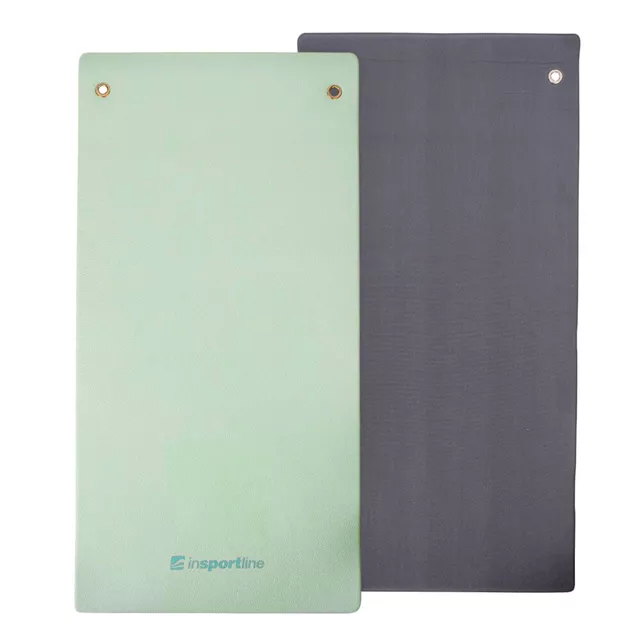 Mata do ćwiczeń inSPORTline Aero Advance 120×60 cm ∙ pianka z pamięcią ∙ 9 mm ∙ antypoślizgowa ∙ otwory ∙ imitacja skóry - Czarno-szary