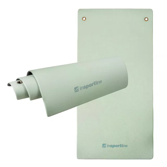 Mata do ćwiczeń inSPORTline Aero Advance 120×60 cm ∙ pianka z pamięcią ∙ 9 mm ∙ antypoślizgowa ∙ otwory ∙ imitacja skóry - Czarno-szary - miętowo-szary