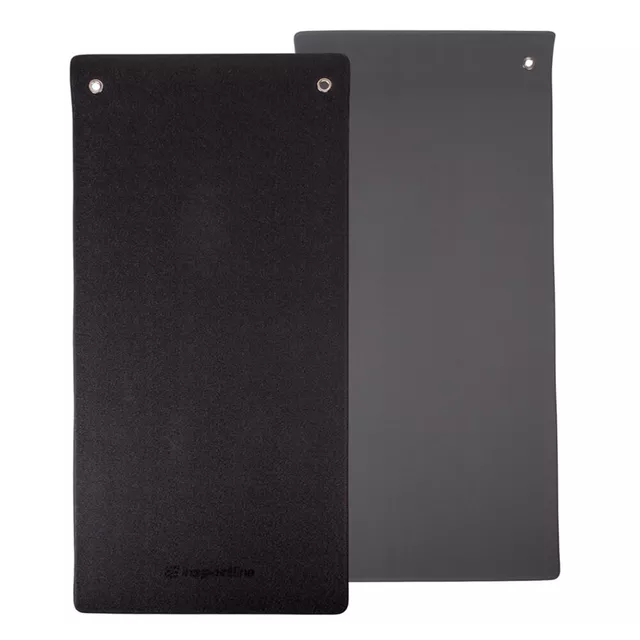 Mata do ćwiczeń inSPORTline Aero Advance 120×60 cm ∙ pianka z pamięcią ∙ 9 mm ∙ antypoślizgowa ∙ otwory ∙ imitacja skóry - Czarno-szary