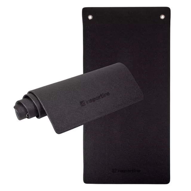Mata do ćwiczeń inSPORTline Aero Advance 120×60 cm ∙ pianka z pamięcią ∙ 9 mm ∙ antypoślizgowa ∙ otwory ∙ imitacja skóry - Czarno-szary - Czarno-szary