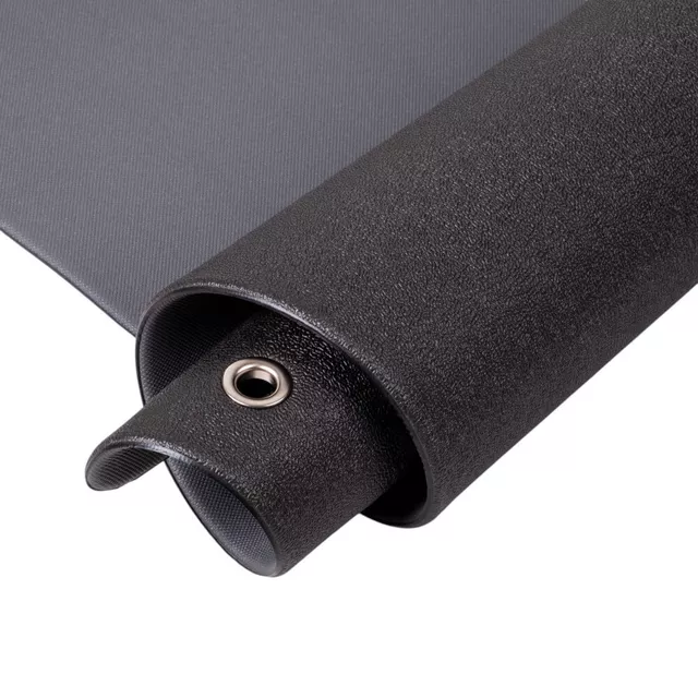 Mata do ćwiczeń inSPORTline Aero Advance 120×60 cm ∙ pianka z pamięcią ∙ 9 mm ∙ antypoślizgowa ∙ otwory ∙ imitacja skóry - Czarno-szary