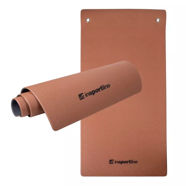 Mata do ćwiczeń inSPORTline Aero Advance 120×60 cm ∙ pianka z pamięcią ∙ 9 mm ∙ antypoślizgowa ∙ otwory ∙ imitacja skóry - Czarno-szary - mokka mus-szary