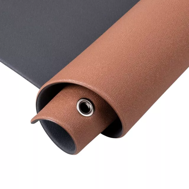 Mata do ćwiczeń inSPORTline Aero Advance 120×60 cm ∙ pianka z pamięcią ∙ 9 mm ∙ antypoślizgowa ∙ otwory ∙ imitacja skóry - Czarno-szary
