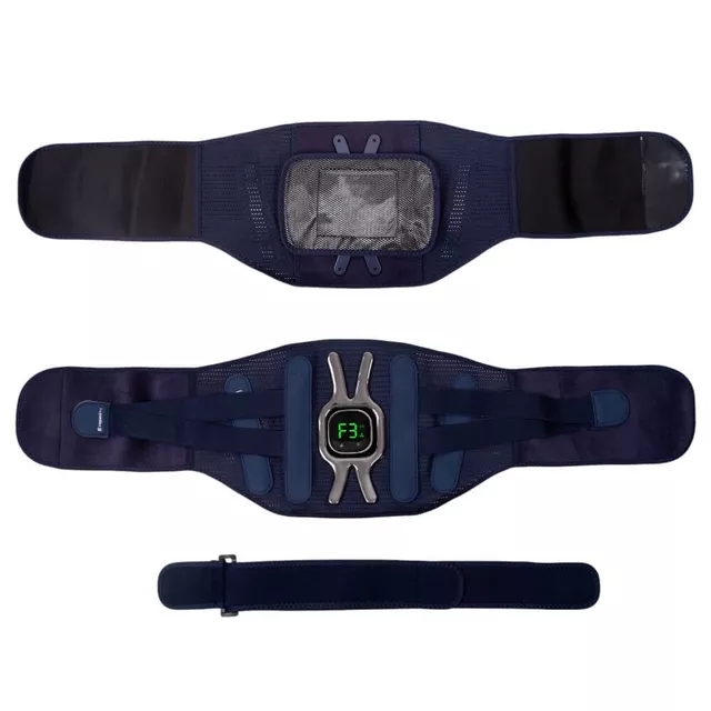 Pas masujący lędźwiowy inSPORTline Soncharge ∙ ciepło 40-50°C ∙ 3 tryby wibracji ∙ 3 poziomy grzania ∙ unisex ∙ oddychający materiał ∙ LCD
