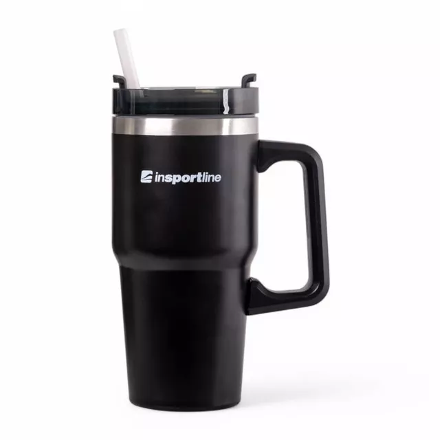 Kubek termiczny inSPORTline Teasara 600 ml ∙ stal nierdzewna ∙ 6 h ciepła / 10 h zimna - Czarny