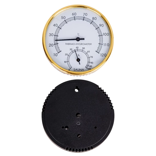 Termometr z higrometrem do sauny inSPORTline ∙ zakres 10–120 °C ∙ wilgotność 0-100 % ∙ Ø 10 cm