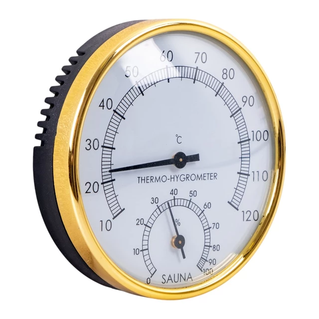 Termometr z higrometrem do sauny inSPORTline ∙ zakres 10–120 °C ∙ wilgotność 0-100 % ∙ Ø 10 cm