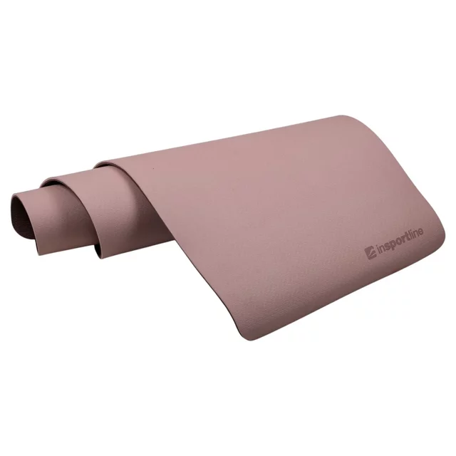 Mata do ćwiczeń inSPORTline Kikami 180x61x0,8 cm ∙ z otworami do zawieszenia ∙ antypoślizgowa ∙ z paskiem transportowym ∙ odporna na pot i wodę - bambus beżowo-brązowy