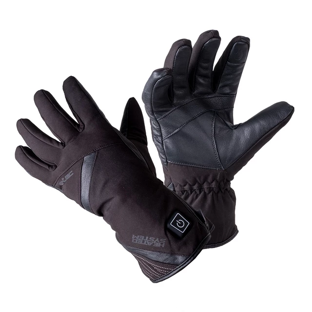 Ogrzewane rękawice motocyklowe i narciarskie W-TEC HEATnoir ∙ wodoodporne ∙ 3 tryby ogrzewania ∙ bateria do 4h ∙ touchscreen - Czarny
