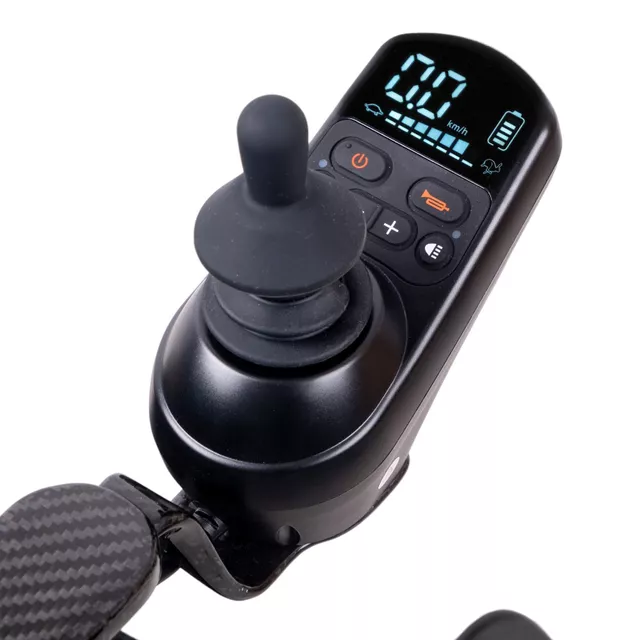 Elektryczny wózek inwalidzki inSPORTline Feally ∙ włókno węglowe ∙ 400 W ∙ 25 km ∙ ultralekki 13,4 kg ∙ elektromagnetyczne hamulce