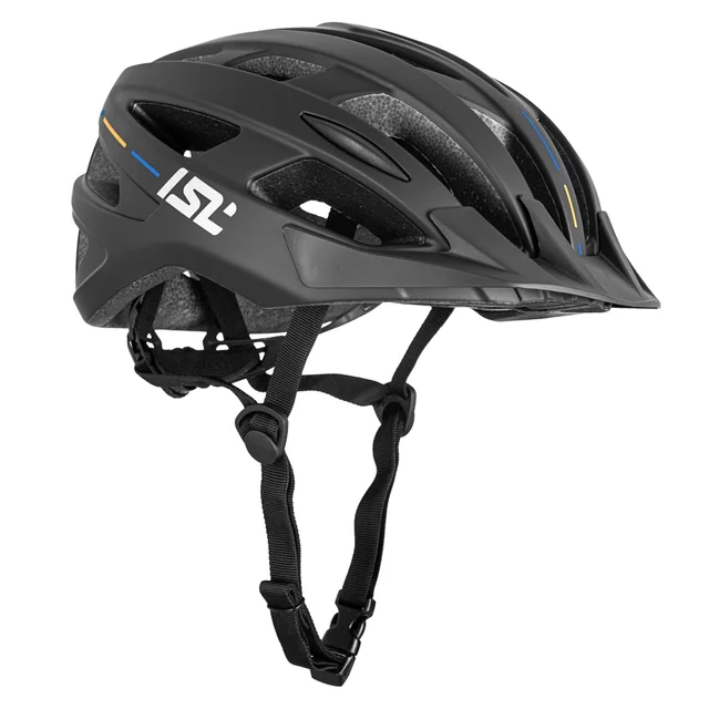 Kask rowerowy inSPORTline Winsdor ∙ nowoczesny design ∙ technologia in-mold ∙ zdejmowany daszek ∙ wysoka wentylacja - Matowa czerń/cień niebieski