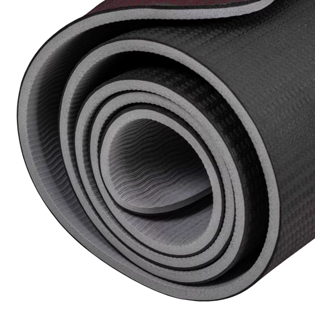 Mata do ćwiczeń inSPORTline Kikami 180x61x0,8 cm ∙ z otworami do zawieszenia ∙ antypoślizgowa ∙ z paskiem transportowym ∙ odporna na pot i wodę - bambus beżowo-brązowy