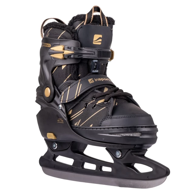 Łyżwy regulowane z futerkiem inSPORTline Golnes ∙ unisex ∙ ocieplane ∙ ComfortFit ∙ Thermo Fit ∙ AdjusTouch - Czarny