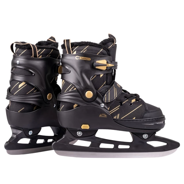 Łyżwy regulowane z futerkiem inSPORTline Golnes ∙ unisex ∙ ocieplane ∙ ComfortFit ∙ Thermo Fit ∙ AdjusTouch - Czarny