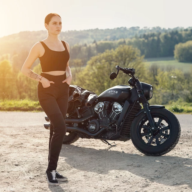 Damskie legginsy motocyklowe W-TEC Noposum z aramidem - Czarny