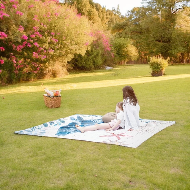 Koc piknikowy inSPORTline Maritino 208x197 cm + szpilki - żółw