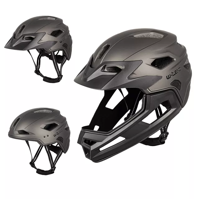 Kask Downhill na rower motor enduro  W-TEC Estreito - Matt Metal - Magic Matt Black