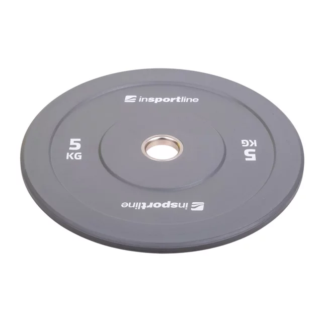 Gumowane obciążenie olimpijskie inSPORTline Bumper Plate Go ∙ 5 kg ∙ 50 mm ∙ powłoka amortyzująca ∙ rdzeń stalowy ∙ wytrzymałe