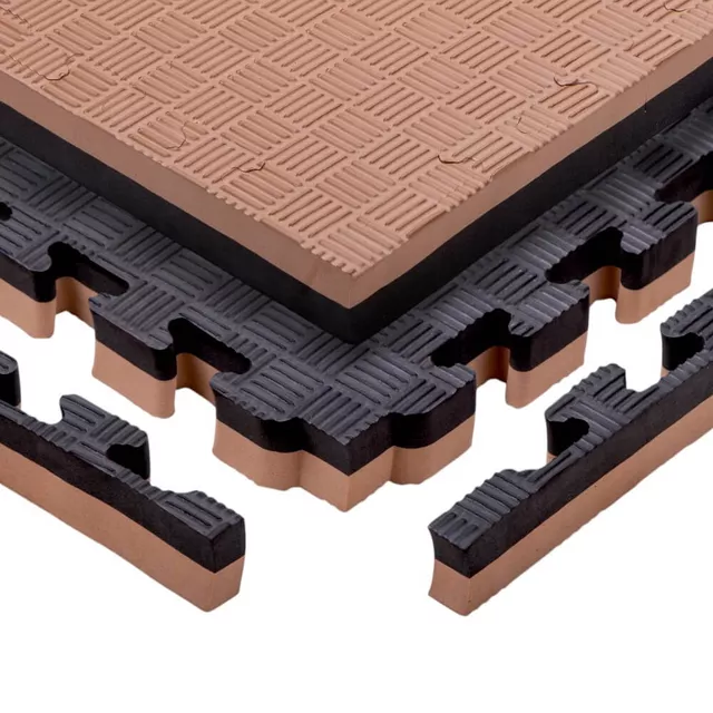 Mata puzzle fitness tatami na podłogę ochronna inSPORTline Malmeida 100x100x4 cm - szaro-czarny, wzór słomkowy - mousse mousse-czarny, wzór 5 pasków