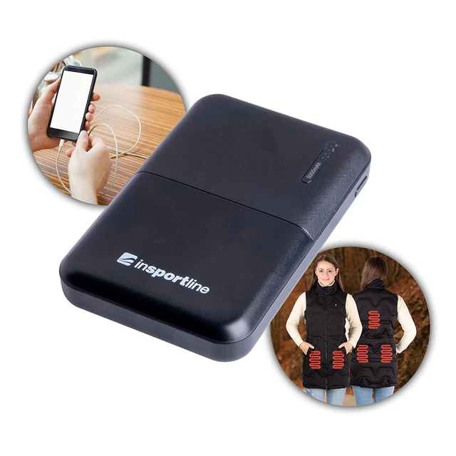 Powerbank inSPORTline PowerFive II slim 5 000 mAh ∙ 2x USB-A 5V/2A ∙ szybkie ładowanie ∙ polimerowa bateria ∙ waga 125 g ∙ LED