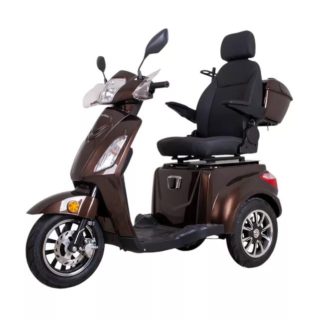 Trójkołowy wózek elektryczny inSPORTline Zorica Deluxe ∙ hamulec elektromagnetyczny ∙ 3 tryby prędkości ∙ zasięg 45 km - Niebieski - Brązowy
