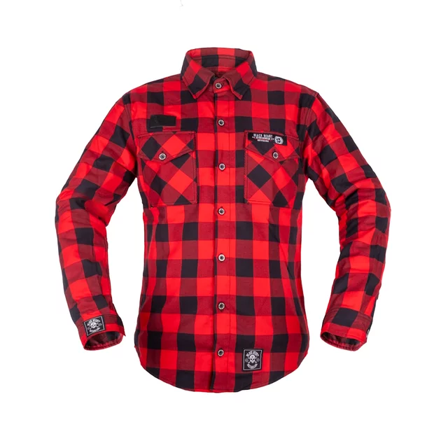 Koszula flanelowa męska motocyklowa W-TEC Black Heart Respector II - Czerwono-czarny