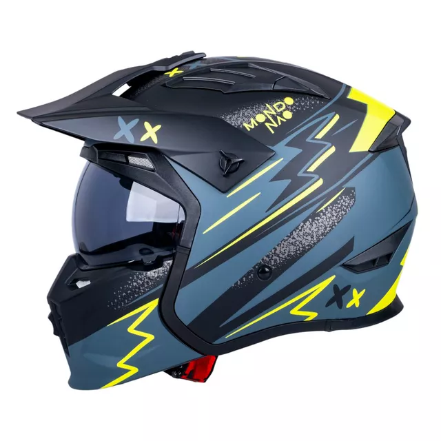 Kask motocyklowy modułowy W-TEC Badalone Graphic ∙ zapięcie mikrometryczne ∙ miejsce na interkom ∙ zdejmowana szczęka - matowy czarno-żółty