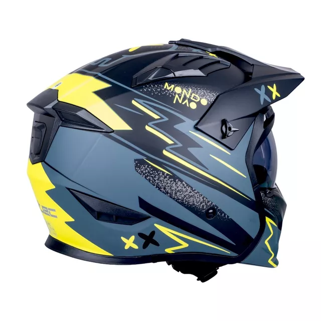 Kask motocyklowy modułowy W-TEC Badalone Graphic ∙ zapięcie mikrometryczne ∙ miejsce na interkom ∙ zdejmowana szczęka - matowy czarno-żółty