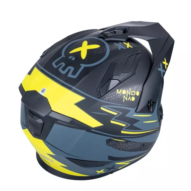 Kask motocyklowy modułowy W-TEC Badalone Graphic ∙ zapięcie mikrometryczne ∙ miejsce na interkom ∙ zdejmowana szczęka - matowy czarno-żółty